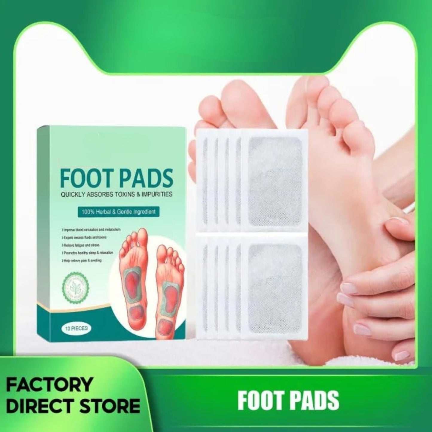 Herbal Detox Foot patch - Bamboo Vinegar and Acupoint Micro-Massage Technology (pack of 2)