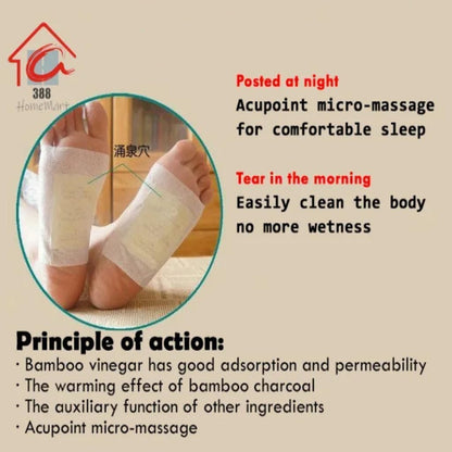 Herbal Detox Foot patch - Bamboo Vinegar and Acupoint Micro-Massage Technology (pack of 2)