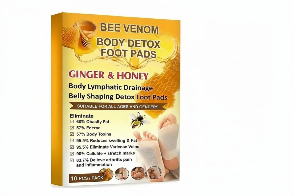Bee Venom Detox Foot Patches - Lymphatic Drainage And Toxin Cleansing Pads (40 Pcs - Pack Of 4)