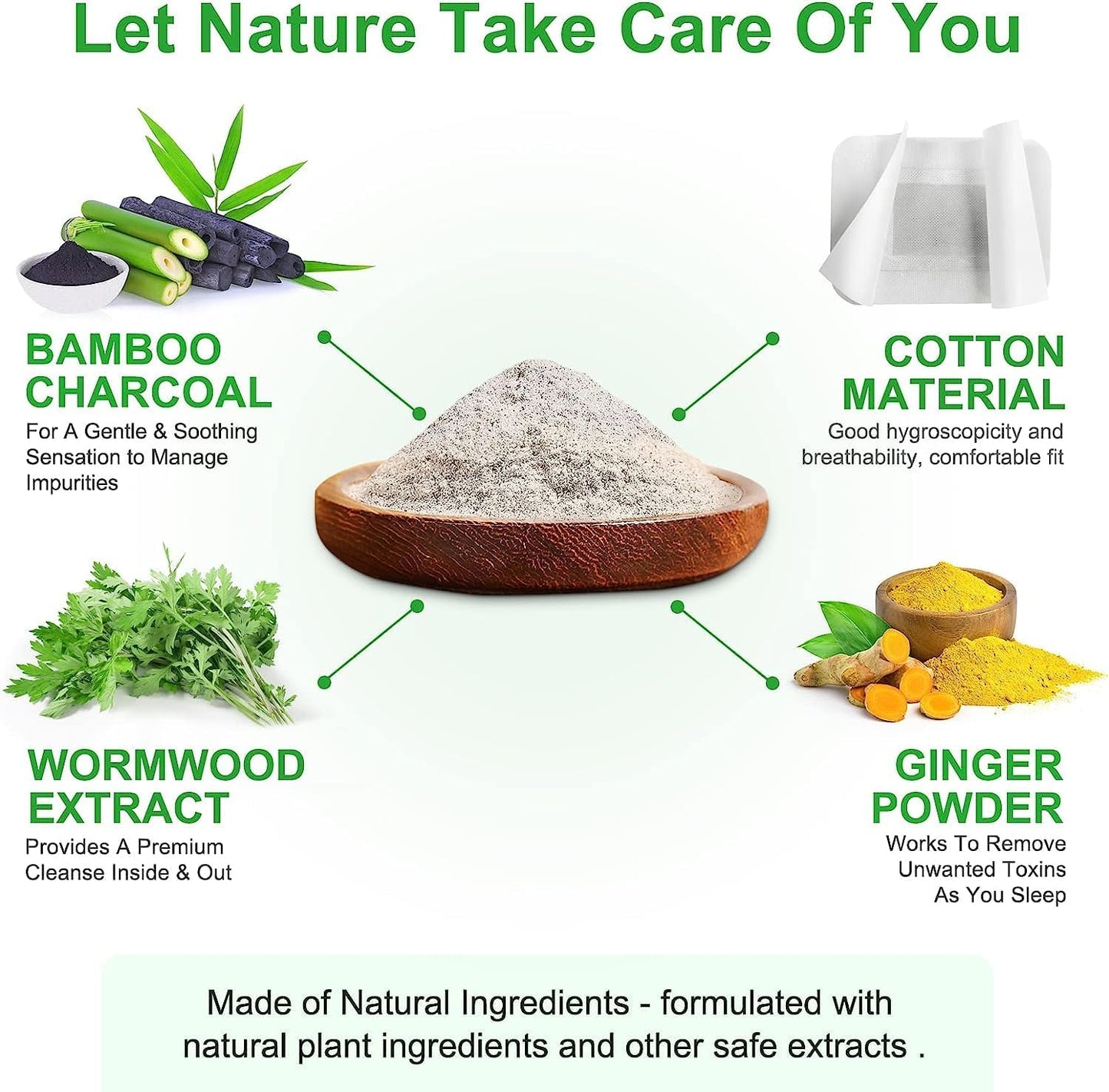 Premium Bamboo Charcoal foot patch for detoxification | detox foot patches | foot patch | foot patches | Natural Ginger & Bamboo Vinegar Patches for Toxin Removal Pain Relief, Better Sleep & Circulation for Men & Women (10)